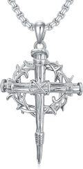 wholesale 925 Sterling Silver & Gold-Plated Antler Design Christian Cross Necklace on  (24)-0-0