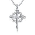 wholesale 925 Sterling Silver & Gold-Plated Antler Design Christian Cross Necklace on  (24)-0-0