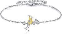 wholesale 925 Sterling Silver Sunflower Initial Alphabet Script Letter Bracelet for Women Girls-Initial Y