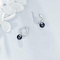 wholesale 925 Sterling Silver Hoop Earrings with 7mm Black Freshwater Pearls – Hypoallergenic Fashion Jewelry Gift-0-1