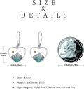 wholesale 925 Sterling Silver Heart-Shaped Turquoise and Mustard Seed Dangle Drop Earrings-0-5