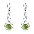 wholesale 925 Sterling Silver Green Turquoise Drop Earrings Platinum Plated Twisted Swirl Jewelry For Women-0-0