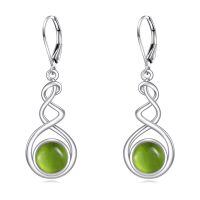 wholesale 925 Sterling Silver Green Stone Drop Earrings-Olivine Peridot Earrings