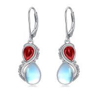 wholesale 925 Sterling Silver Red And Blue Gemstone Earrings-Red