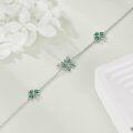 wholesale 925 Sterling Silver Shamrock & Butterfly Charm Bracelet for Women Girls Irish Lucky Clover Green Crystal  4 Adjustable Chain Length-0-3