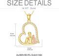 wholesale 14K Gold Mother Daughter Heart Pendant Necklace for Mom Women Wife Grandmother 18 Inches Chain-0-3