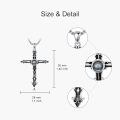 wholesale 925 Sterling Silver Oxidized Cross Pendant Necklace With Multilingual Love Projection Stone-0-3