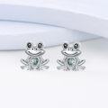 wholesale 925 Sterling Silver Green Stone Frog Stud Earrings - Cute Animal  for Girls and Women-0-1
