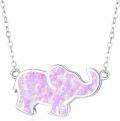 wholesale 925 Sterling Silver Pink Fire Opal Elephant Pendant Necklace Luck Charm s for Women-0-0