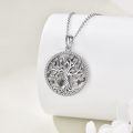 wholesale 925 Sterling Silver Green Moss Agate Tree of Life Family Pendant Necklace for Mothers and Grandmothers-0-1