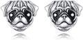 wholesale 925 Sterling Silver Pug Dog Head Stud Earrings Gift for Women-0-0