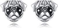 wholesale 925 Sterling Silver Pug Dog Head Stud Earrings Gift for Women-dog stud earrings