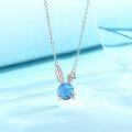 wholesale 925 Sterling Silver Blue Opal Bunny Pendant Necklace for Women and Girls-0-1