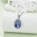 wholesale 925 Sterling Silver Blue Purple Enamel Tree of Life Photo Locket Pendant Necklace for Women Wife Girlfriend Gift 48cm Chain Length-0-1