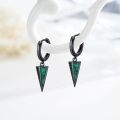 wholesale 925 Sterling Silver Green Stone Triangle Drop Earrings for Women Punk Style s-0-1