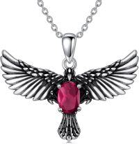 wholesale 925 Sterling Silver Birthstone Eagle Necklace for Women-July