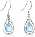 wholesale 925 Sterling Silver Moonstone Teardrop Filigree Dangle Earrings for Women-0-0