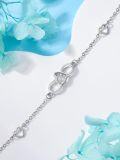 wholesale 925 Sterling Silver Heart & Infinity Link Bracelet w/Adjustable Closure - Elegant Holiday Gift for Her-0-2