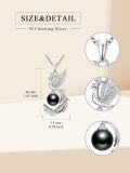 wholesale Tahitian Phoenix Black Pearl Necklace For Women Sterling Silver Black Pearls Necklace Gifts For Sister Birthday Anniversary Jewelry Valentine Christmas Gifts For Women Wife Her -0-4
