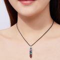 wholesale 925 Sterling Silver Multi-Color Chakra Healing Crystal Point with Lotus Flower Pendant Necklace for Women Yoga Jewelry-0-1