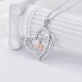 TOUPOP Sterling Silver Pendant Double Heart Butterfly Necklace Gift For Women-0-3