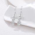 wholesale 925 Sterling Silver Infinity Cross Drop Earrings with Cubic Zirconia Stones for Women-0-2