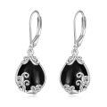 wholesale 925 Sterling Silver Teardrop Earrings Wholesale With Blue Gemstone And Scroll Design-0-18