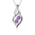 wholesale 925 Sterling Silver Twisted Pendant With Purple Stones-0-23