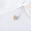wholesale 925 Sterling Silver Yellow Gold Plated Flower Dragonfly Pendant Necklace for Women Gifts-0-3