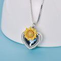wholesale 925 Sterling Silver Blue Austrian Crystal Sunflower Heart Cremation Jewelry Urn Pendant Necklace-0-3