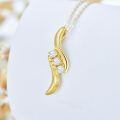 TOUPOP 14K Gold Moissanite 3 Stone Infinity Necklace, 18"-0-1