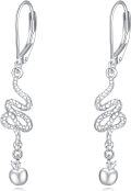 wholesale 925 Sterling Silver Apple & Serpent Drop Earrings for Women - Gothic Style Halloween  Idea-0-0
