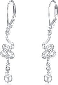 wholesale 925 Sterling Silver Apple & Serpent Drop Earrings for Women - Gothic Style Halloween  Idea-C-Snake