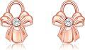 wholesale Rose Gold Bow Tie 925 Sterling Silver Hypoallergenic Stud Earrings for Women Girls 925 -0-0