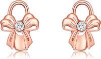 wholesale Rose Gold Bow Tie 925 Sterling Silver Hypoallergenic Stud Earrings for Women Girls 925 -Ballet Shoes Earrings