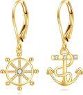 wholesale 14K Gold Boat Anchor Earrings - Unique Design, 1.11 Inch, Smooth & Shiny, Ideal Gift for Special Occasions-0-0