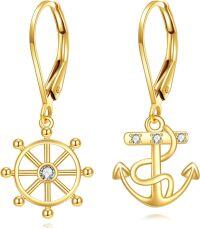 wholesale 14K Gold Boat Anchor Earrings - Unique Design, 1.11 Inch, Smooth & Shiny, Ideal Gift for Special Occasions-03-Anchor Earrings