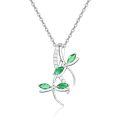 wholesale 925 Sterling Silver Elegant Leaf Pendant With Green Stones-0-0
