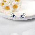 wholesale 925 Sterling Silver Elephant Heart Stud Earrings with Blue Crystal Accents-0-4