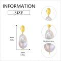 wholesale Golden Baroque Pearl Drop Earrings with Unique Face Design for Women-0-3