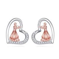 wholesale 925 Sterling Silver Sports Basketball Player Heart Stud Earrings s for Women-Flute