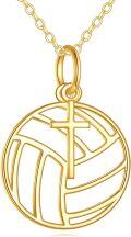 wholesale 14K Gold Basketball Cross Sports Pendant Necklace - 2 Tone Religious Gifts for Women and Men-0-0