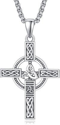 wholesale 925 Sterling Silver 925 Celtic Knot Trinity Cross Pendant Necklace for Men & Women-B-Celtic Triskelion Cross