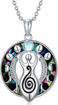 wholesale 925 Sterling Silver Abalone Shell Triple Moon Goddess Pendant Necklace for Women Witchcraft s-0-0