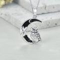 wholesale 925 Sterling Silver Moon & Owl Pendant Necklace for Women Girls Gifts Jewelry Accessories 45cm Chain Length-0-3