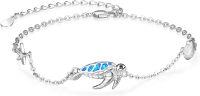 wholesale 925 Sterling Silver Blue Opal Sea Turtle Charm Bracelet Adjustable s for Women-01 Turtle bracelet