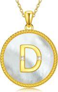 wholesale Gold 925 Sterling Silver Mother of Pearl Initial D Pendant Necklace for Women-0-0