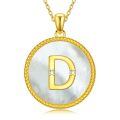 wholesale Gold 925 Sterling Silver Mother of Pearl Initial D Pendant Necklace for Women-0-0