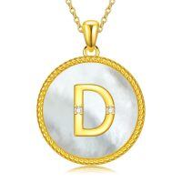 wholesale Gold 925 Sterling Silver Mother of Pearl Initial D Pendant Necklace for Women-Letter D