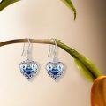 wholesale 925 Sterling Silver Blue Heart Dolphin Drop Earrings 925  for Women Girls-0-1